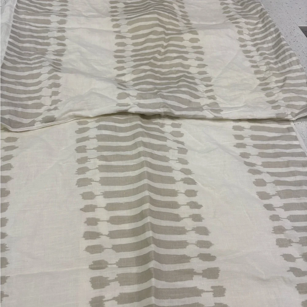 (2) West Elm 100% Linen Neutral Stripe Pattern Pillowcases - Set of 2